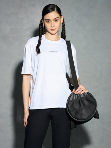 Women Printed Boxy Fit Round Neck T-shirt with COTFLEX