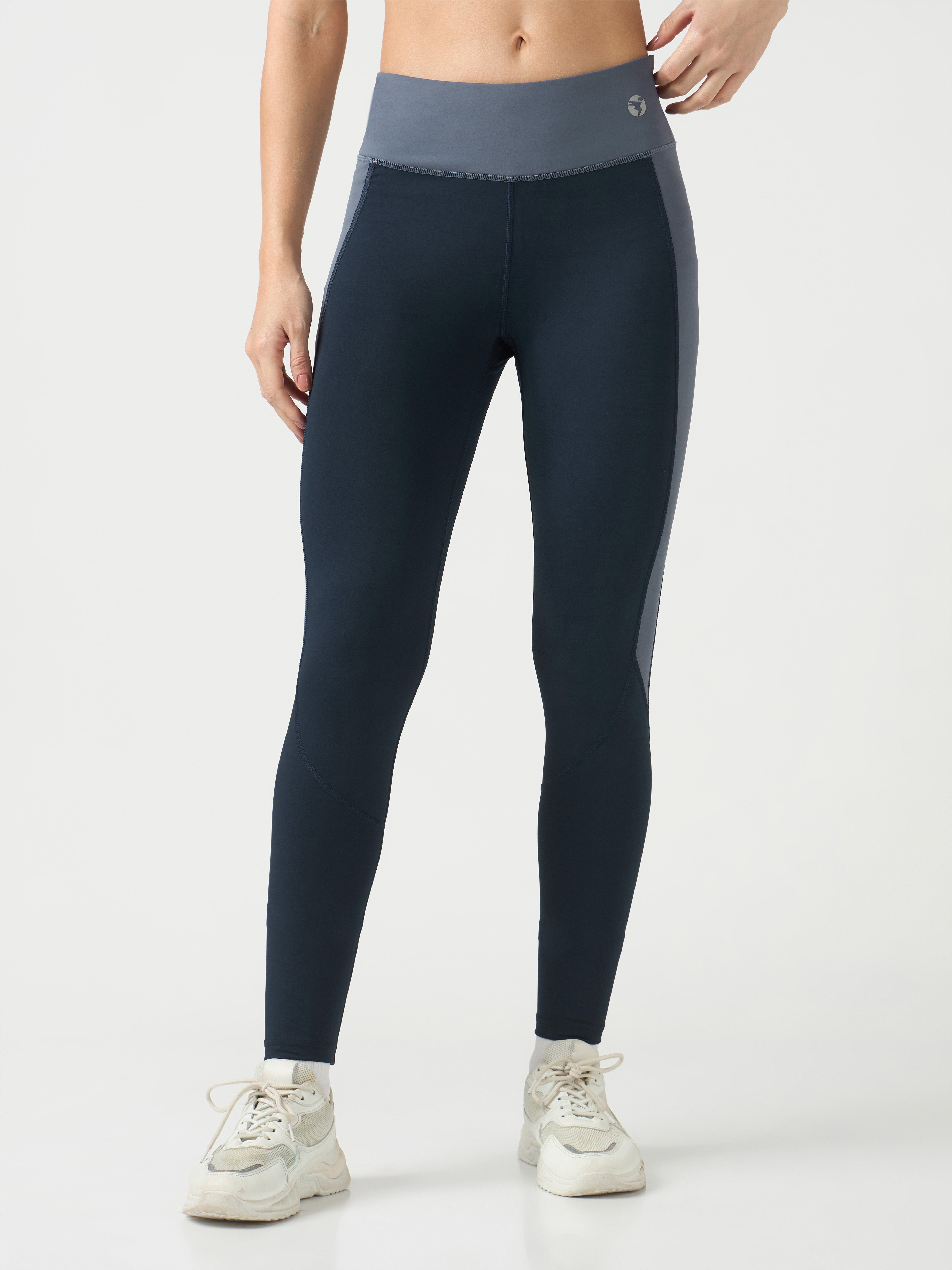 Women Colorblock Slim Fit Tights with ELASTOPLUS