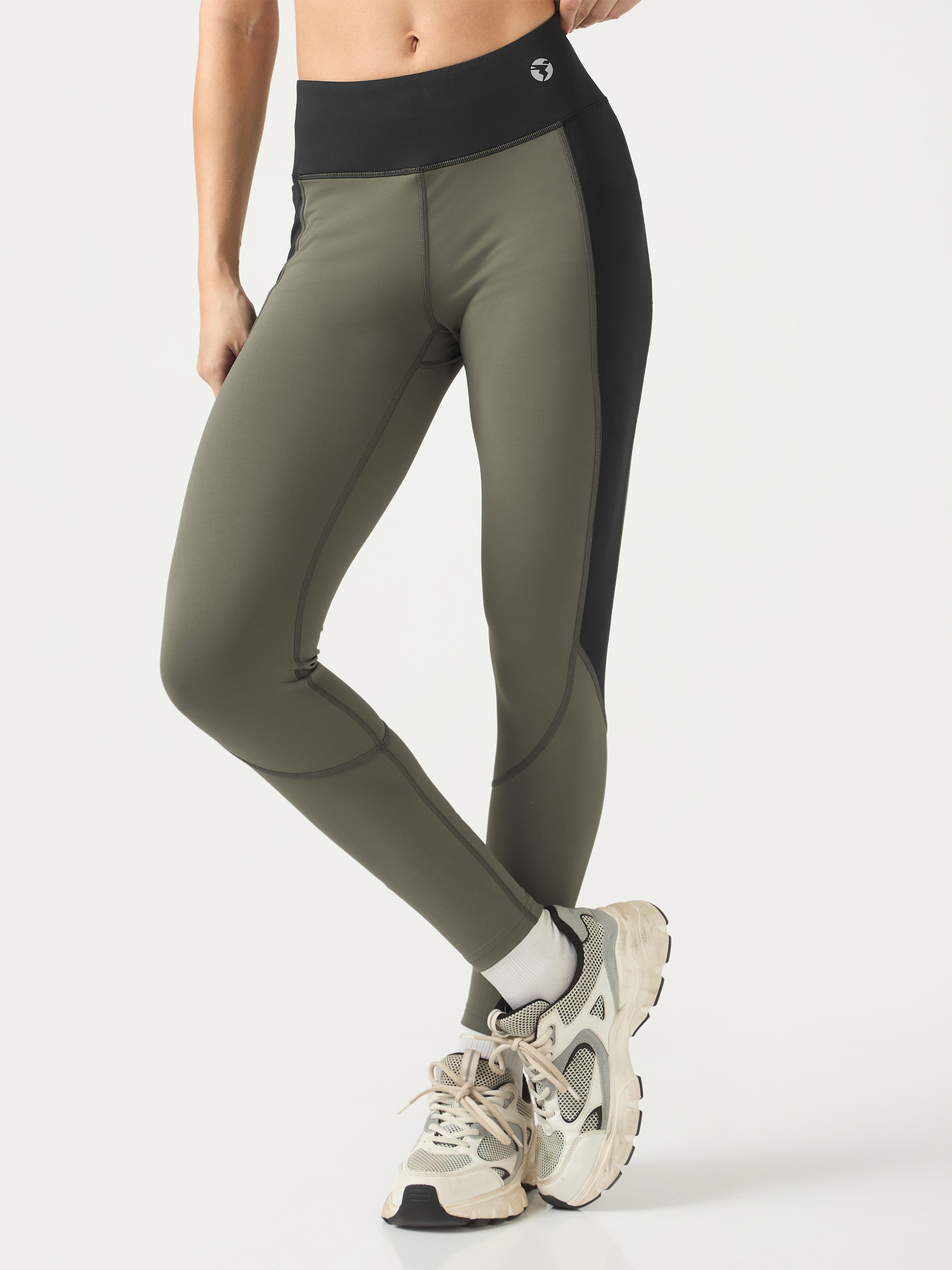 Women Colorblock Slim Fit Tights with ELASTOPLUS