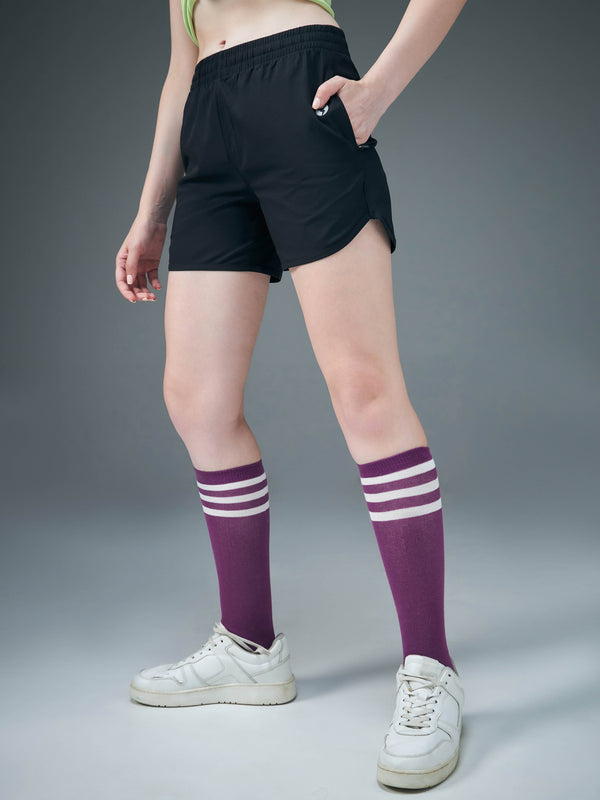 Women Solid Regular Fit Shorts with TS FLEXI