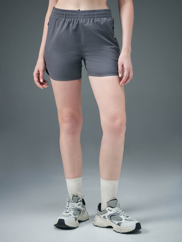 Women Solid Regular Fit Shorts with TS FLEXI