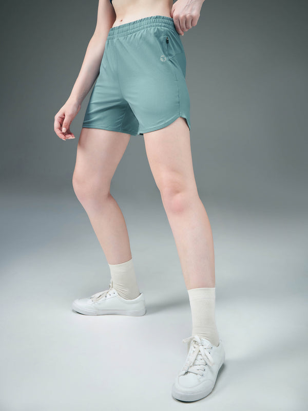 Women Solid Regular Fit Shorts with TS FLEXI