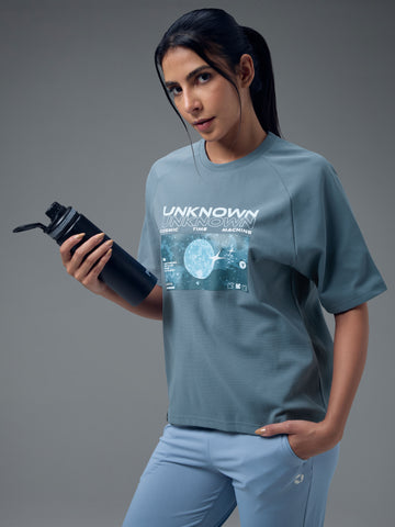 Women Printed Relaxed Fit Round Neck T-shirt with ELASTOPLUS