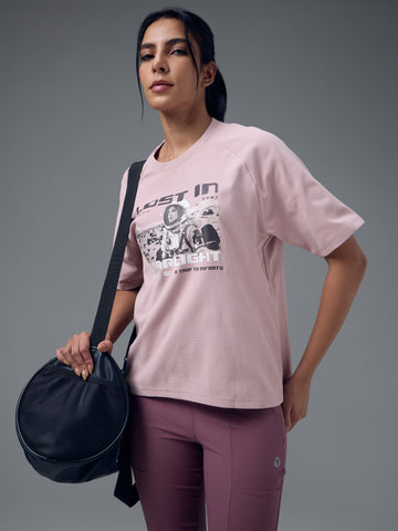 Women Printed Relaxed Fit Round Neck T-shirt with ELASTOPLUS