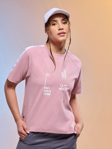 Women Printed Relaxed Fit Round Neck T-shirt with ELASTOPLUS