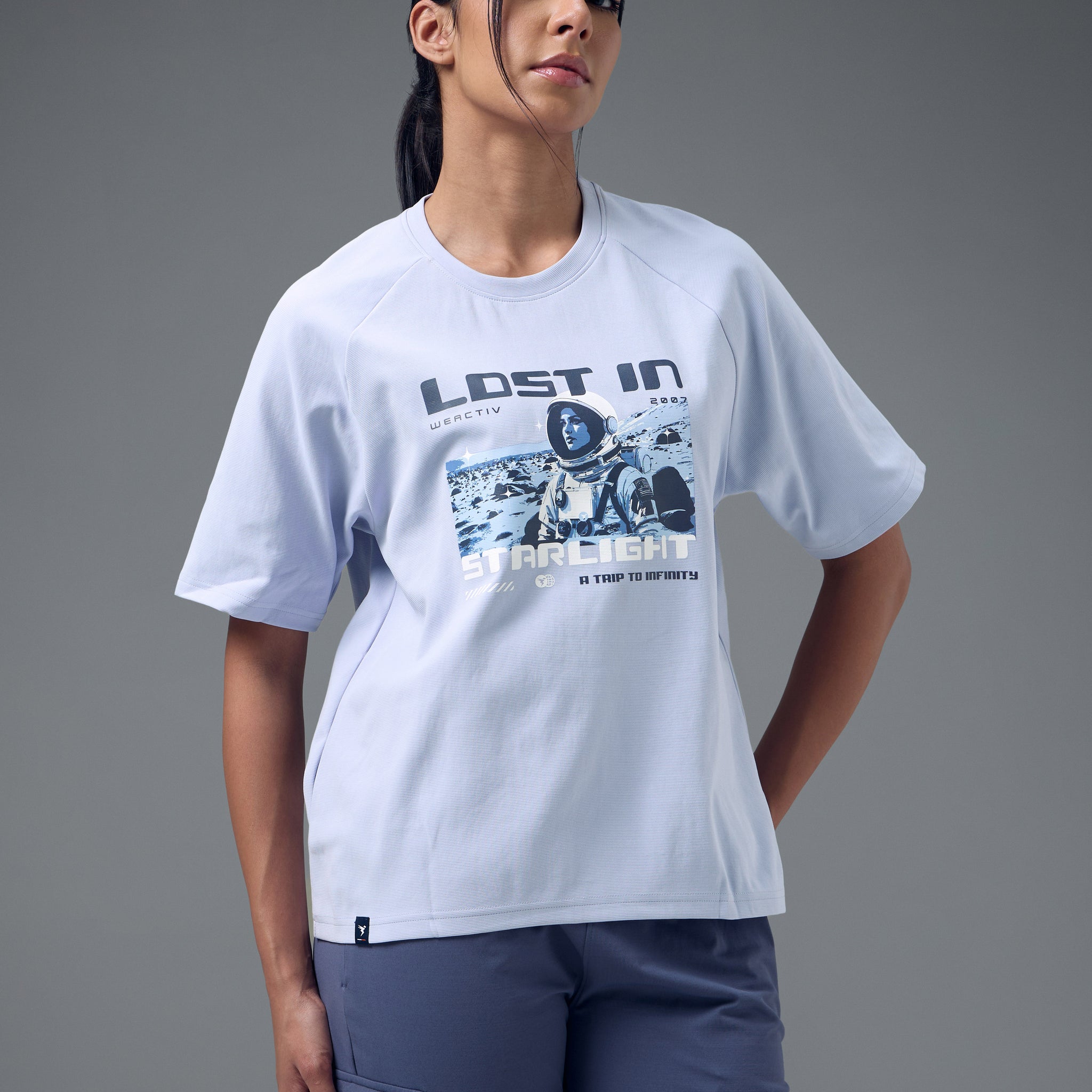 Women Printed Relaxed Fit Round Neck T-shirt with ELASTOPLUS