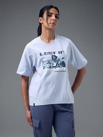 Women Printed Relaxed Fit Round Neck T-shirt with ELASTOPLUS