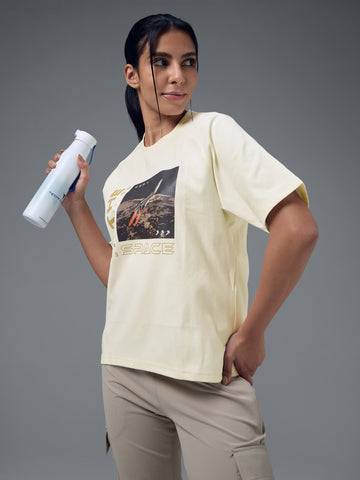 Women Printed Relaxed Fit Round Neck T-shirt with ELASTOPLUS