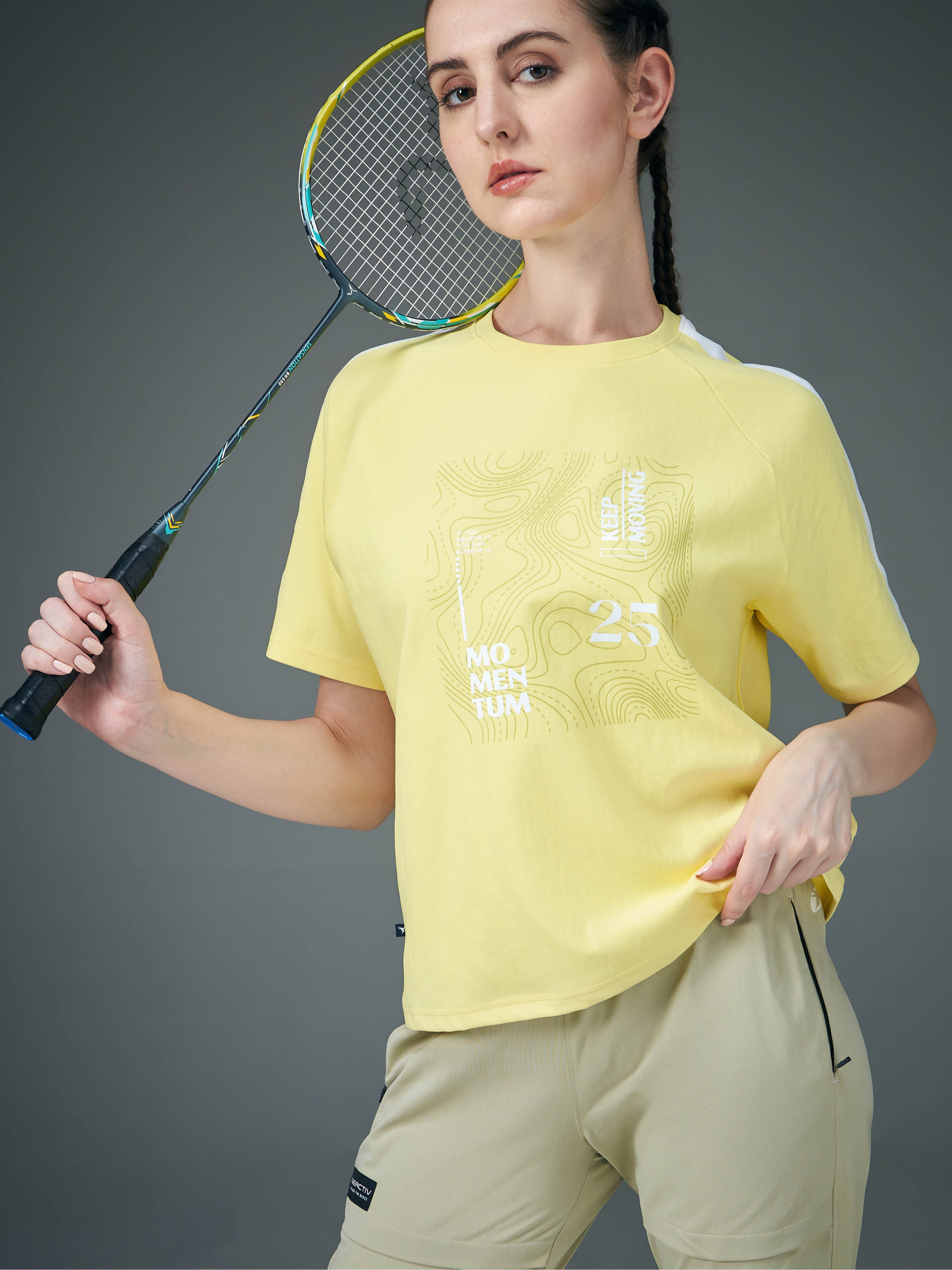 Women Printed Relaxed Fit Round Neck T-shirt with ELASTOPLUS