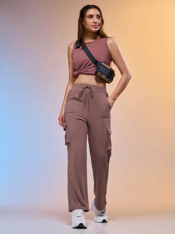 Women Solid Straight Fit Cargo Trackpants with TECHNOCOOL+