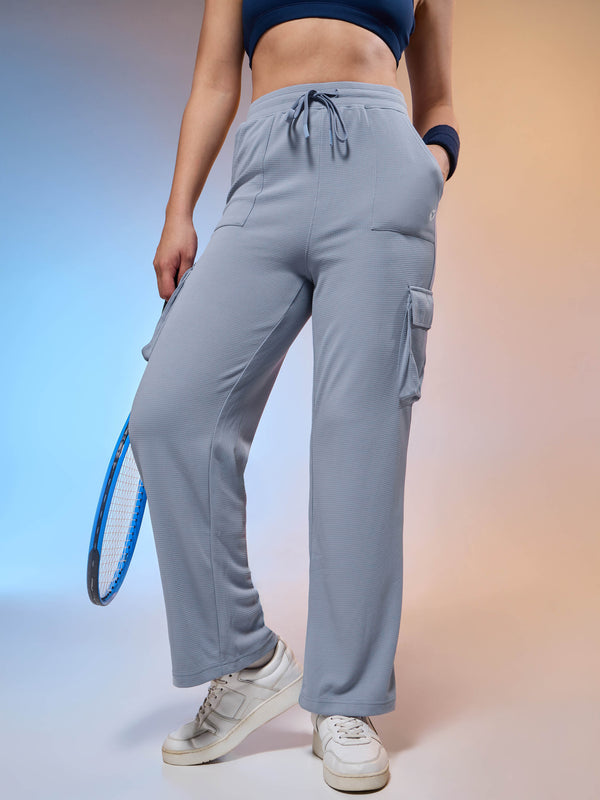Women Solid Straight Fit Cargo Trackpants with TECHNOCOOL+