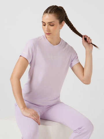 Women Typography Print Regular Fit Round Neck Sports Tee with TECHNOCOOL+