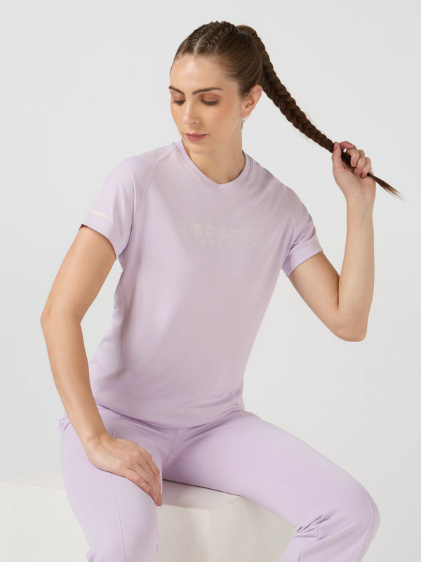 Women Typography Print Regular Fit Round Neck Sports Tee with TECHNOCOOL+
