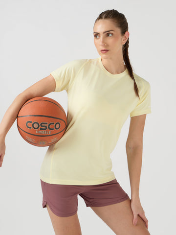 Women Typography Print Regular Fit Round Neck Sports Tee with TECHNOCOOL+