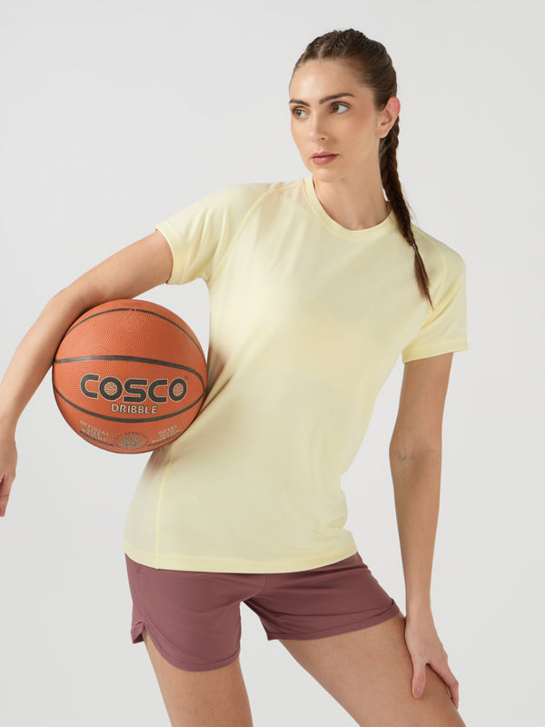 Women Typography Print Regular Fit Round Neck Sports Tee with TECHNOCOOL+