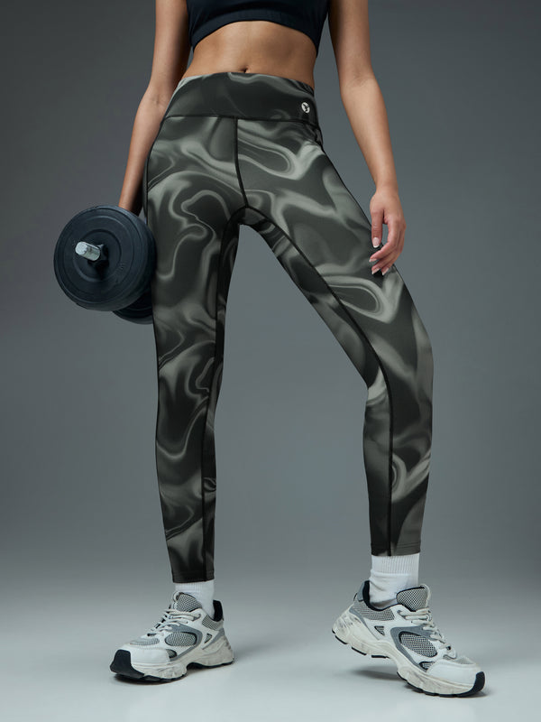 Women Printed Slim Fit Tights with ELASTO PLUS