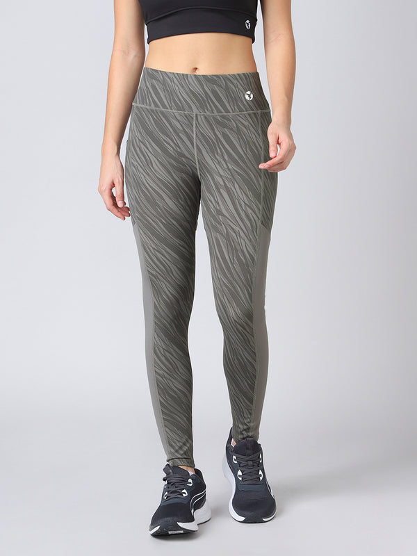 Women Printed Slim Fit Tights with ELASTO PLUS