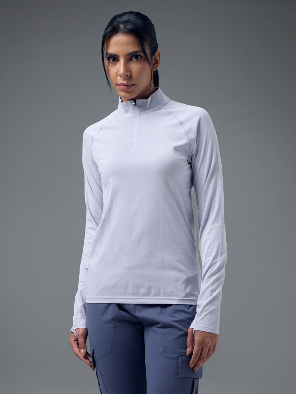 Women Slim Fit Mock Neck Thumbhole Sleeve Solid T-shirt with COTFLEX