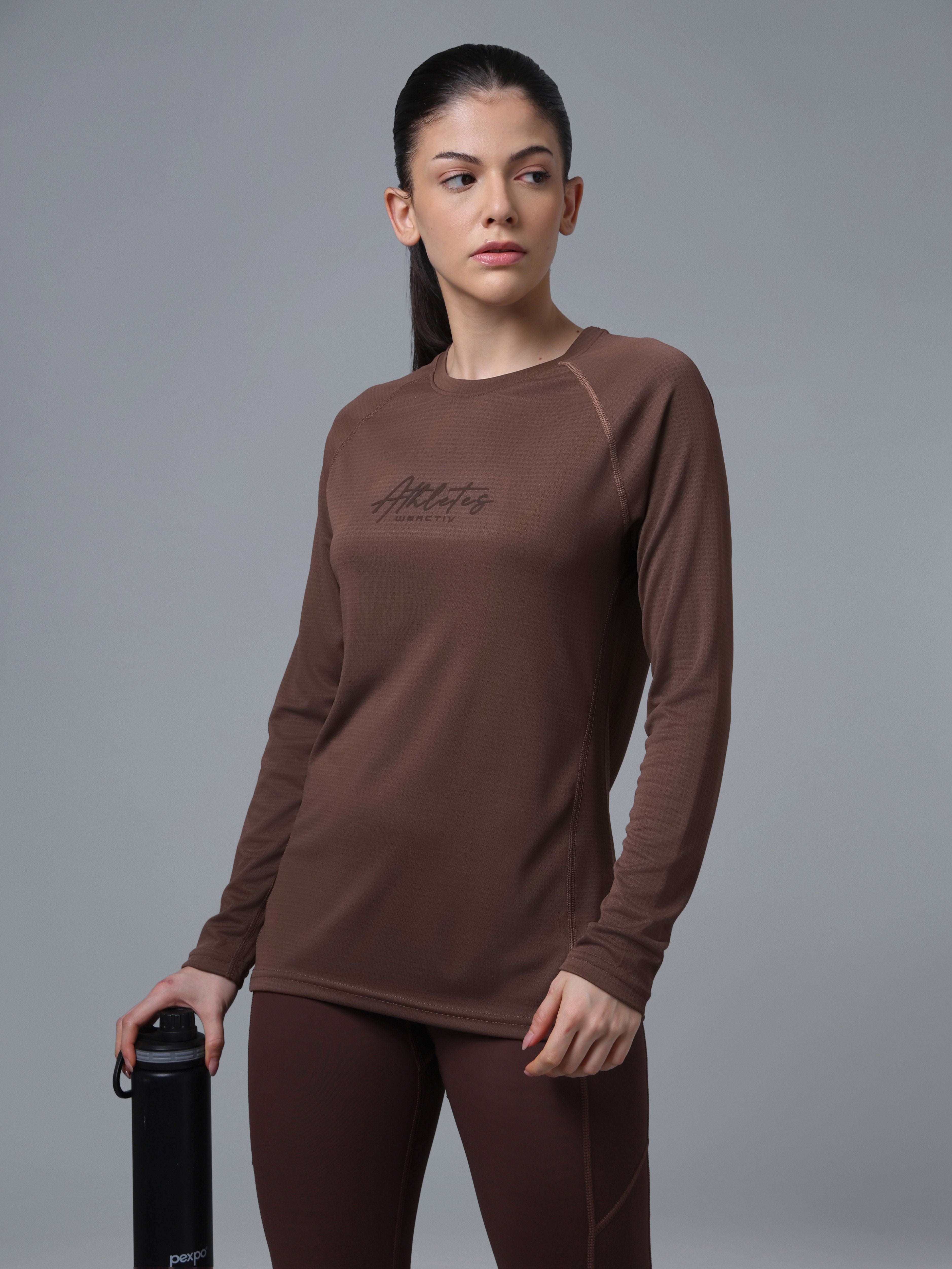 Women Printed Slim Fit Round Neck Sports Tee for Yoga & Fitness with TECHNOCOOL+