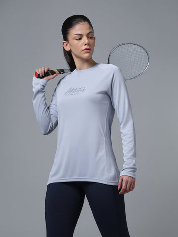 Women Printed Slim Fit Round Neck Sports Tee for Yoga & Fitness with TECHNOCOOL+