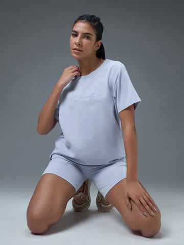 Women Printed Relaxed Fit Round Neck Sports Tee with ELASTO PLUS