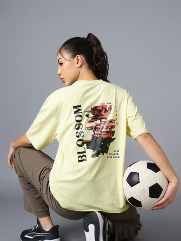 Women Back Printed Regular Fit Round Neck T-shirt with COTFLEX