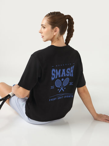 Women Oversized Back Print T-Shirt with Elastoplus