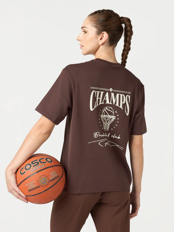 Women Oversized Back Print T-Shirt with Elastoplus