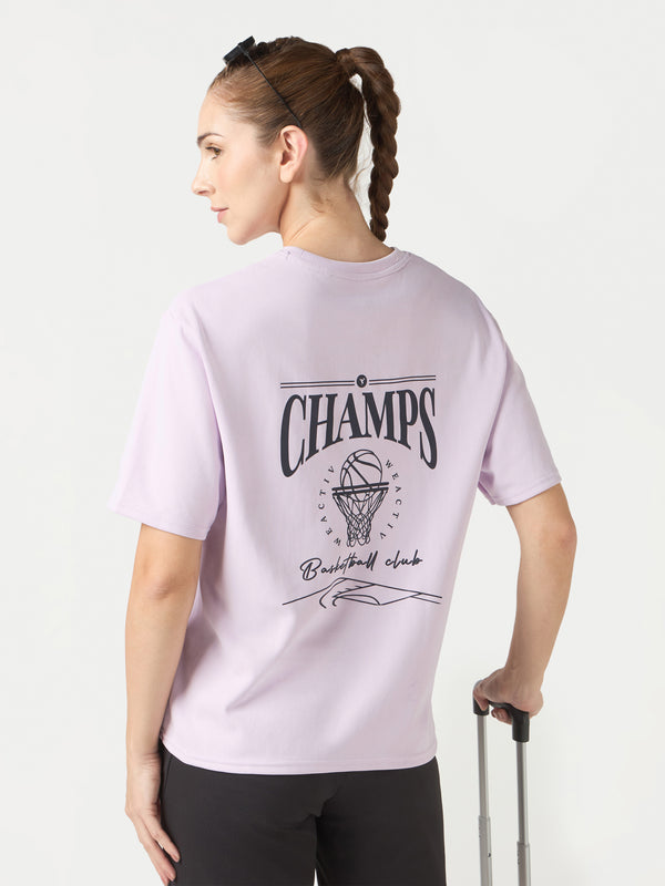 Women Oversized Back Print T-Shirt with Elastoplus