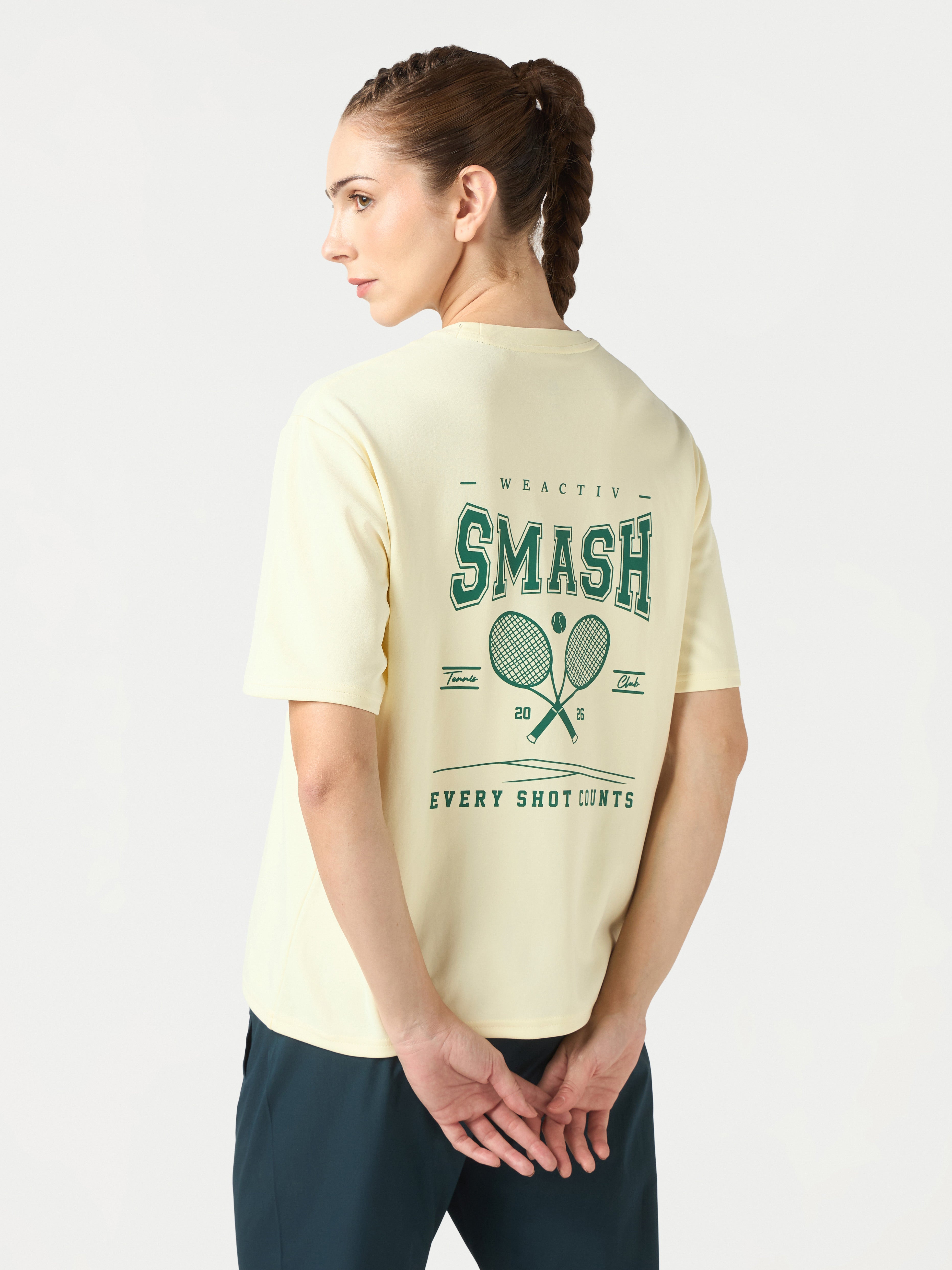 Women Oversized Back Print T-Shirt with Elastoplus