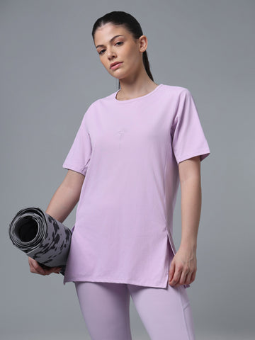 Women Slim Fit Round Neck  Solid T-shirt with COTFLEX