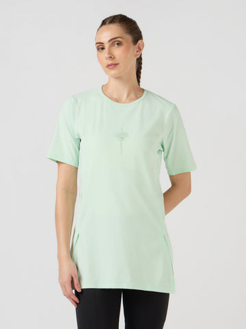 Women Slim Fit Mock Neck  Solid T-shirt with COTFLEX