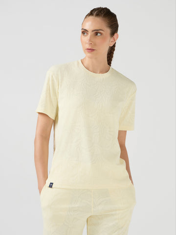 Women Textured Relaxed Fit Round Neck T-shirt with COTFLEX