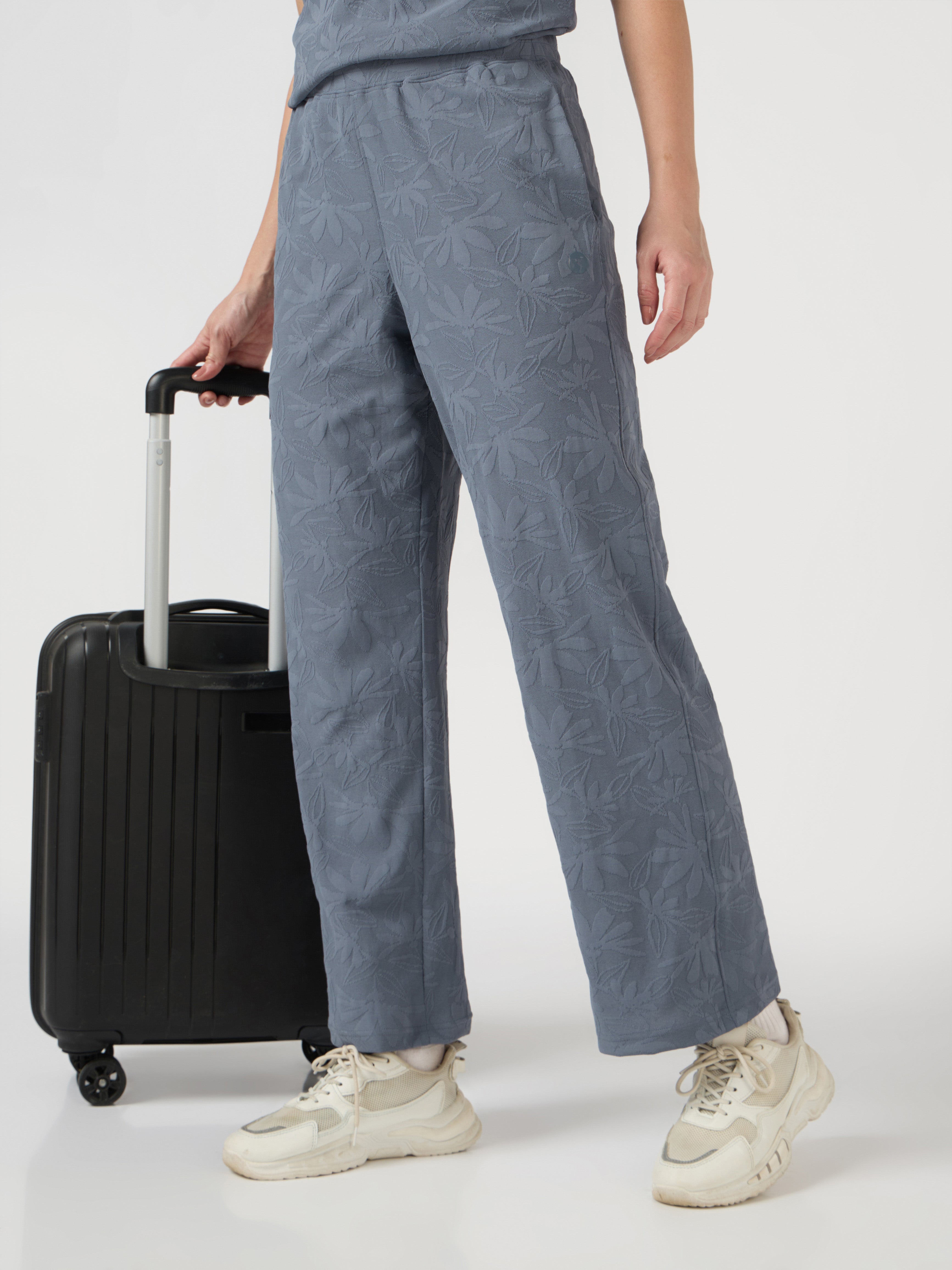 Women Textured Straight Fit Trackpants with COTFLEX