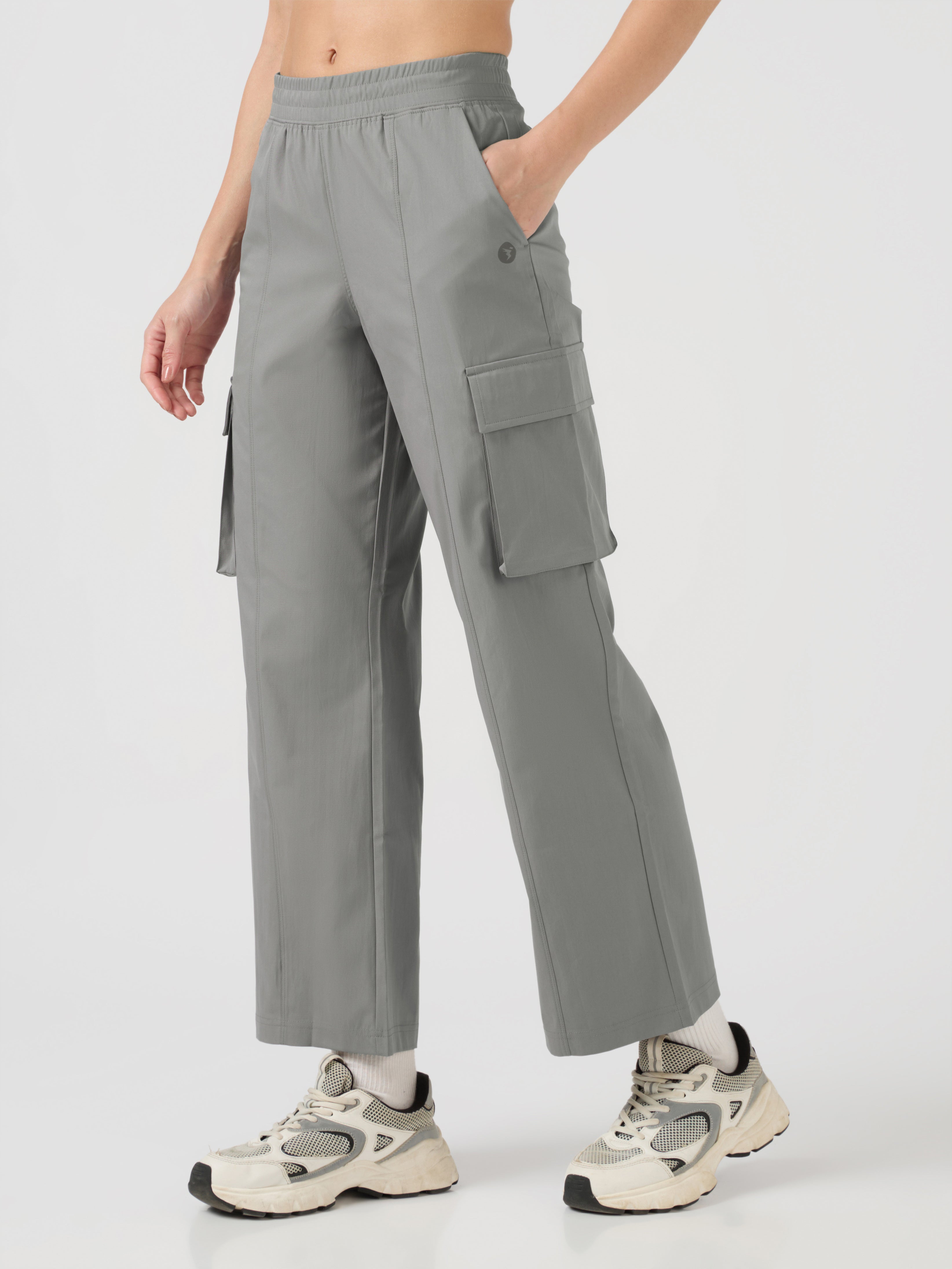 Women Solid Slim Fit Sports Cargo Trackpants with TS FLEXI