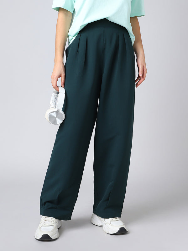 Women Korean Style Baggy Pants Wide Leg Trousers with TECHNOLITE