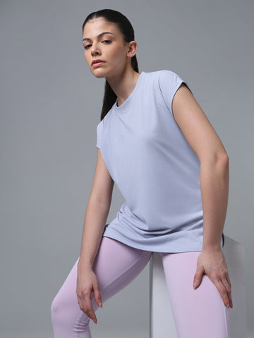 Women Typography Print Regular Fit Round Neck Sports Tee with VENTMESH
