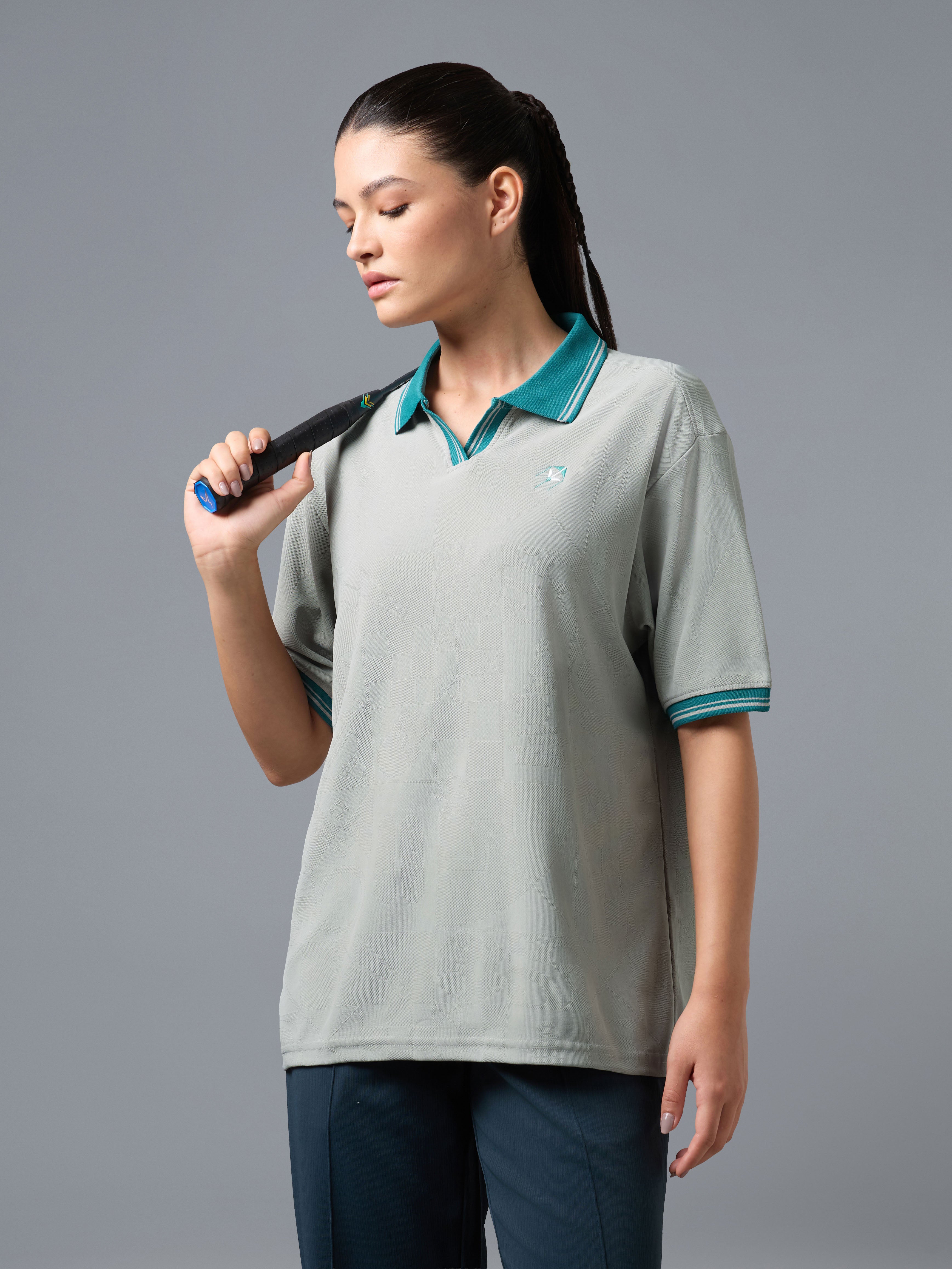 Women’s Oversized Jacquard Polo T-shirt  with MATPIQ