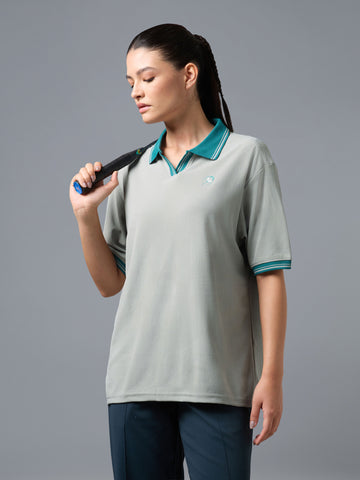 Women’s Oversized Jacquard Polo T-shirt  with MATPIQ