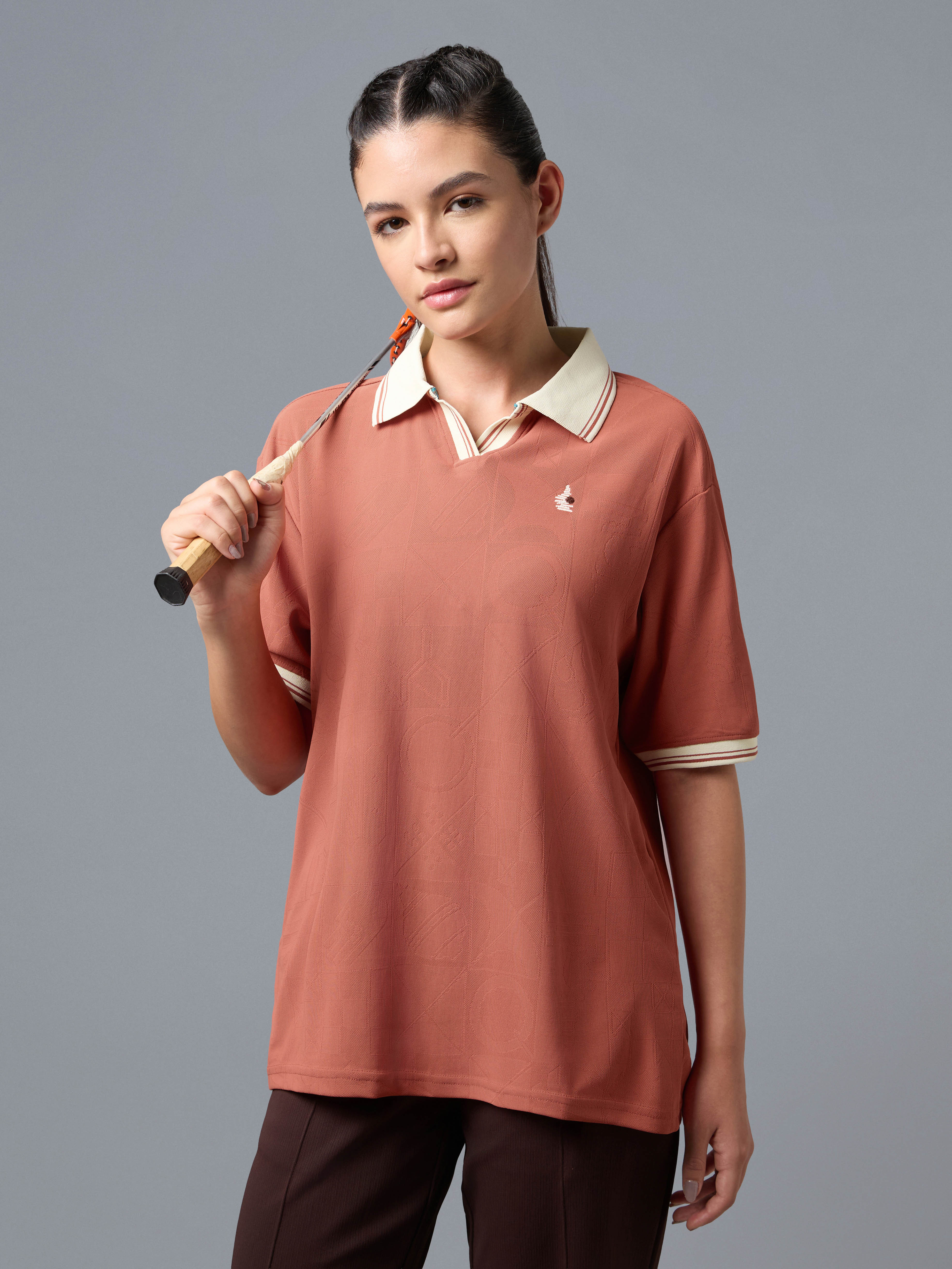 Women’s Oversized Jacquard Polo T-shirt  with MATPIQ