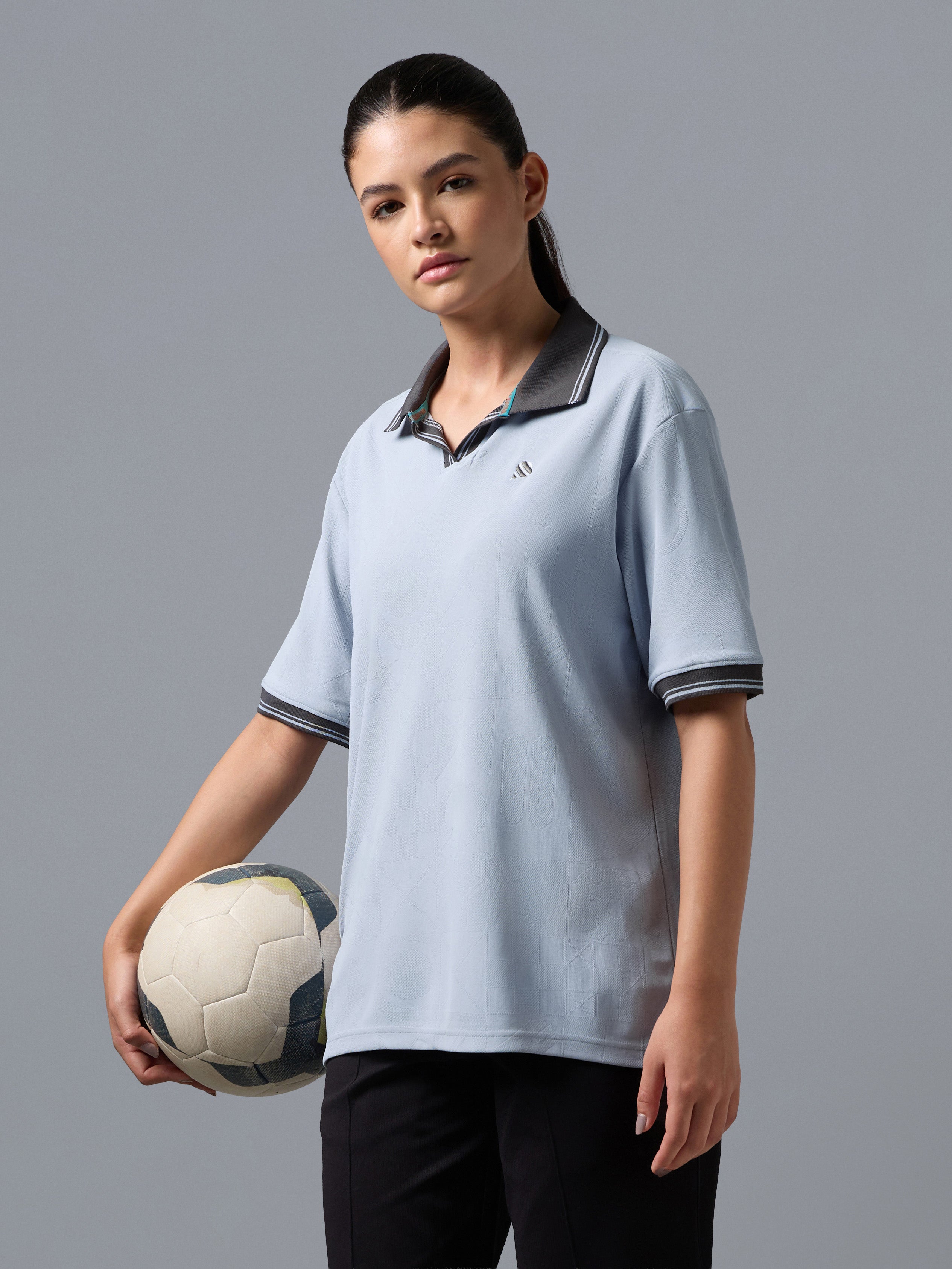 Women’s Oversized Jacquard Polo T-shirt  with MATPIQ