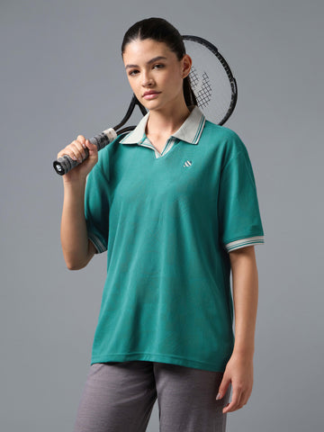 Women’s Oversized Jacquard Polo T-shirt  with MATPIQ