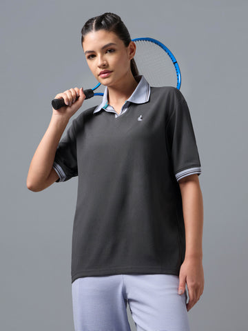 Women’s Oversized Jacquard Polo T-shirt  with MATPIQ