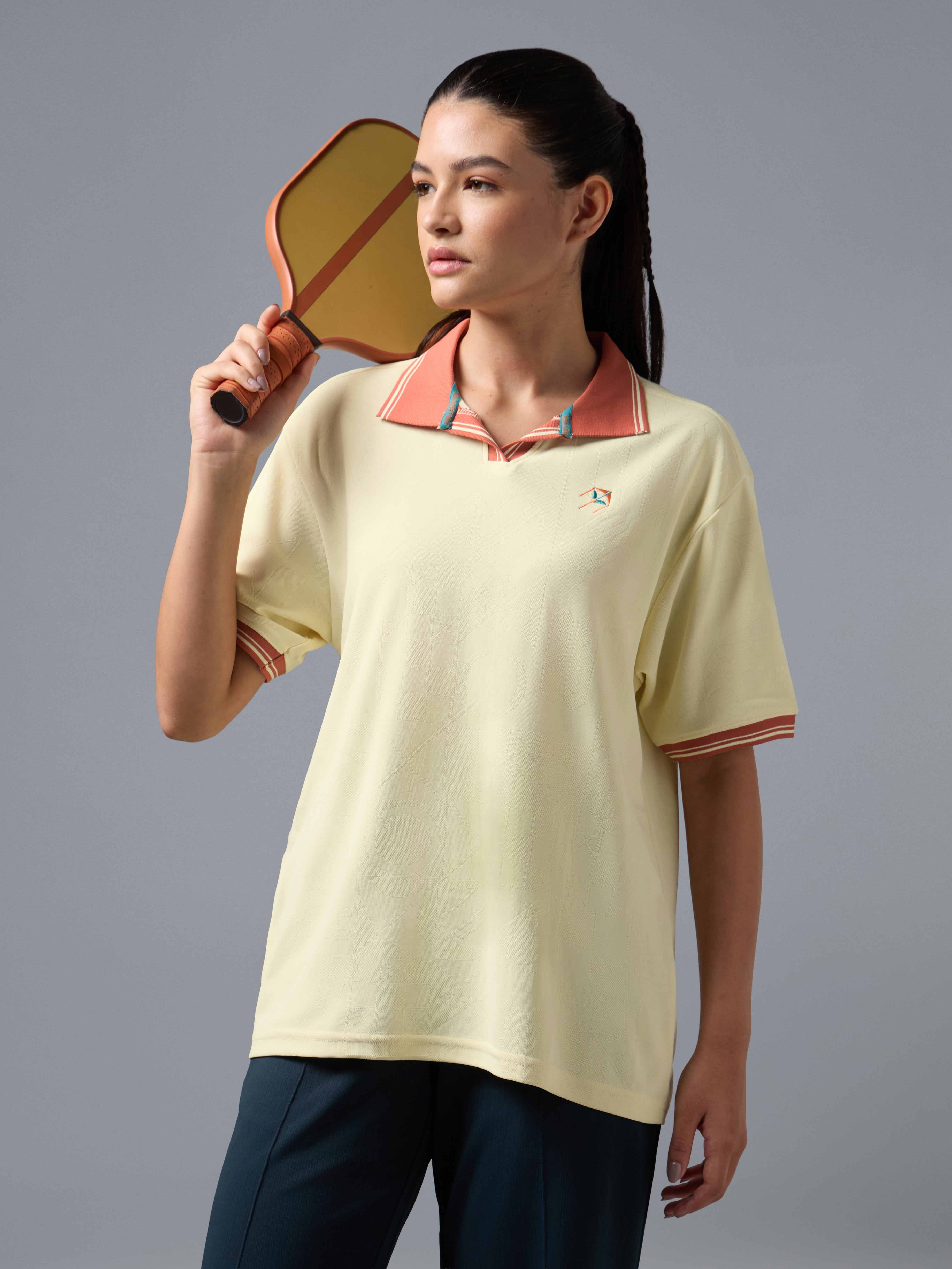 Women’s Oversized Jacquard Polo T-shirt  with MATPIQ