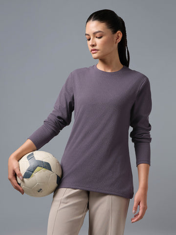 Women's Jacquard  Relaxed Fit Crew Neck T-shirt with COTFLEX