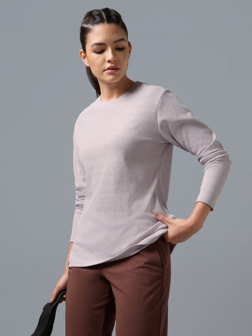 Women's Jacquard  Relaxed Fit Crew Neck T-shirt with COTFLEX