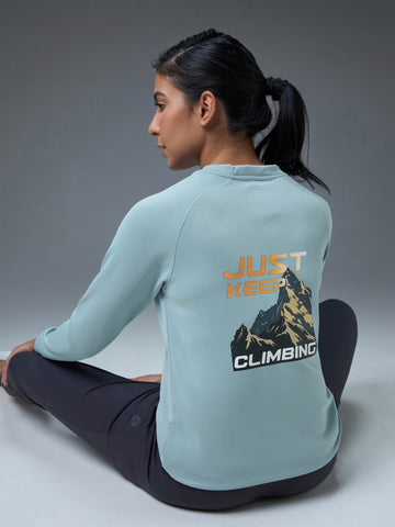 Women Printed Slim Fit Crew Neck Pullover with ELASTO PLUS