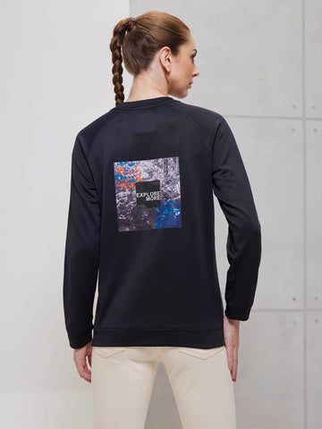 Women Printed Slim Fit Crew Neck Pullover with ELASTO PLUS