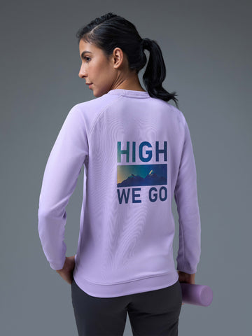 Women Printed Slim Fit Crew Neck Pullover with ELASTO PLUS