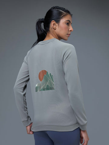 Women Printed Slim Fit Crew Neck Pullover with ELASTO PLUS